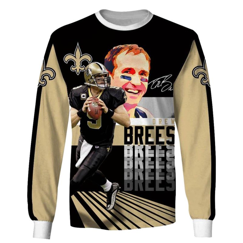 New Orleans Saints And Drew Brees Signature Aop Sweatshirt 1