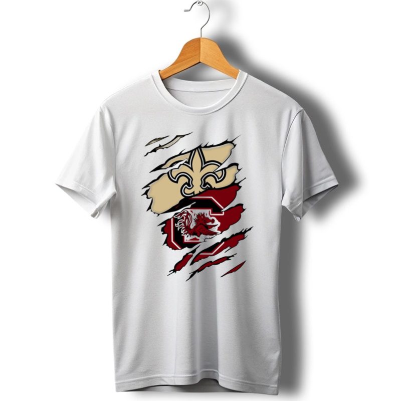 New Orleans Saints And South Carolina Gamecocks Logo Fusion T Shirt 1 T Shirt 1