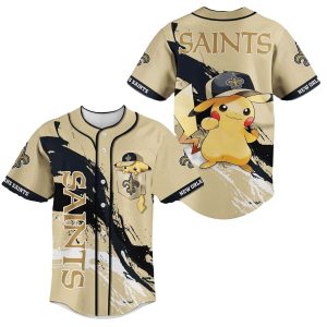 New Orleans Saints Awesome Pikachu Baseball Jersey