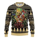 New Orleans Saints Baby Groot Hug Ball Christmas Ugly Sweater