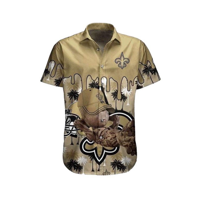 New Orleans Saints Baby Groots Playful Hawaiian Shirt 1