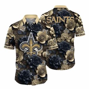 New Orleans Saints Big Logo And Floral Elegance Hawaiian Shirt
