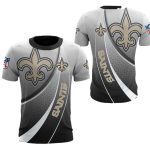New Orleans Saints Big Logo Grey White Curve Graphic AOP T Shirt