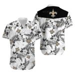New Orleans Saints Black And White Floral Hawaiian Shirt Summer Fan Style