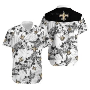 New Orleans Saints Black And White Floral Hawaiian Shirt Summer Fan Style