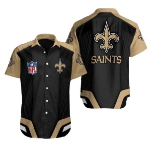 New Orleans Saints Black Gold Rush Stripes Hawaiian Shirt