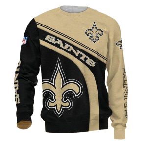 New Orleans Saints Black Golden Logo Right AOP Sweatshirt