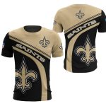 New Orleans Saints Black Golden Logo Right AOP T Shirt