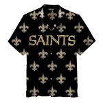 New Orleans Saints Black Logo Big Text Hawaiian Shirt