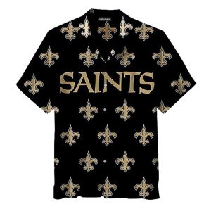 New Orleans Saints Black Logo Big Text Hawaiian Shirt