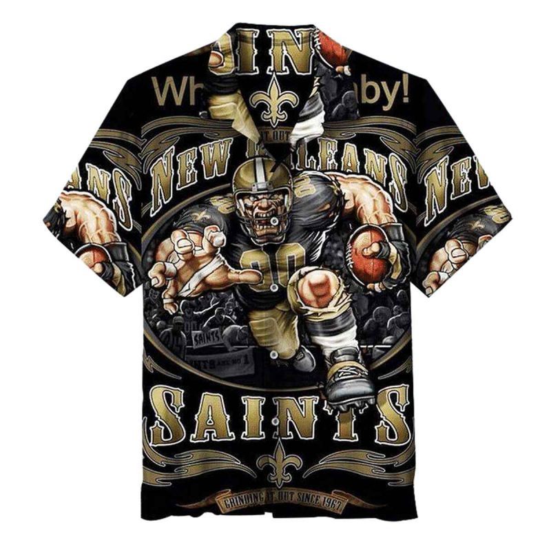 New Orleans Saints Black Player Running Hawaiian Shirt 1