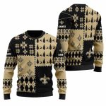 New Orleans Saints Black Tree Golden Flower Ugly Sweater