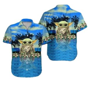 New Orleans Saints Blue Ocean Baby Yoda Tropical Hawaiian Shirt