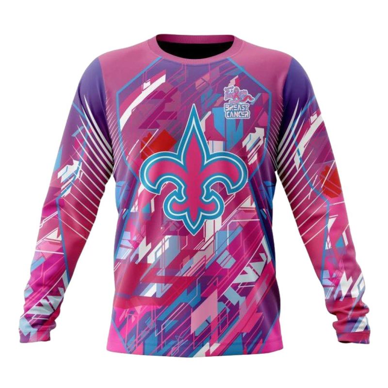 New Orleans Saints Breast Cancer Aop Sweatshirt 1