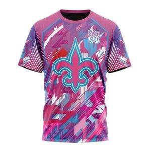 New Orleans Saints Breast Cancer AOP T Shirt