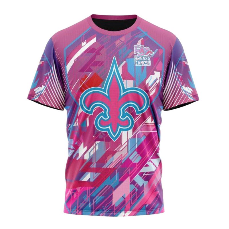 New Orleans Saints Breast Cancer Aop T Shirt 1