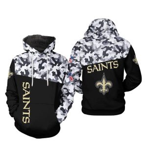 New Orleans Saints Camo Veteran Team AOP Hoodie