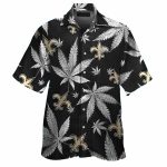 New Orleans Saints Cannabis Leaf Black And Gold Hawaiian Shirt
