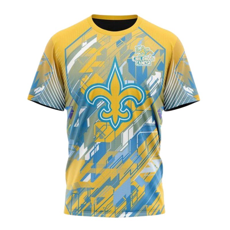 New Orleans Saints Childhood Cancers Aop T Shirt 1