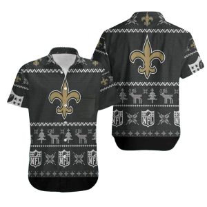 New Orleans Saints Christmas Pattern Hawaiian Shirt