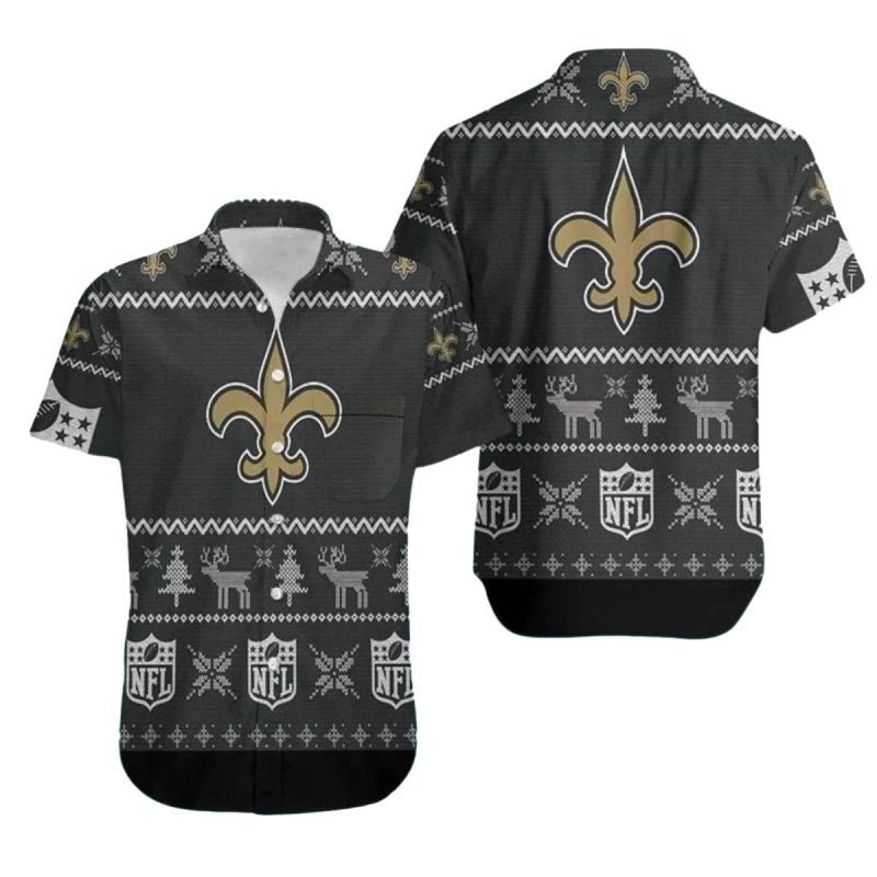 New Orleans Saints Christmas Pattern Hawaiian Shirt 1