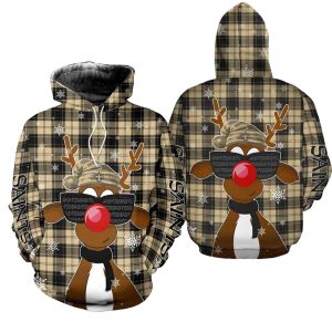 New Orleans Saints Christmas Reindeer Sunglasses AOP Hoodie