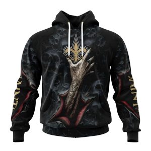 New Orleans Saints Clown It Skull Halloween AOP Hoodie