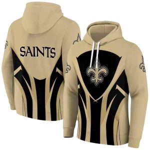 New Orleans Saints Concentric Lines Gold Black AOP Hoodie