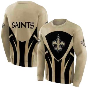 New Orleans Saints Concentric Lines Gold Black AOP Sweatshirt