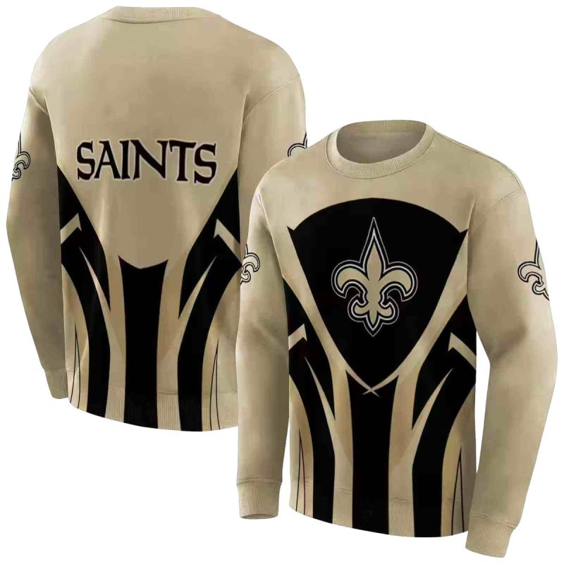 New Orleans Saints Concentric Lines Gold Black Aop Sweatshirt 1