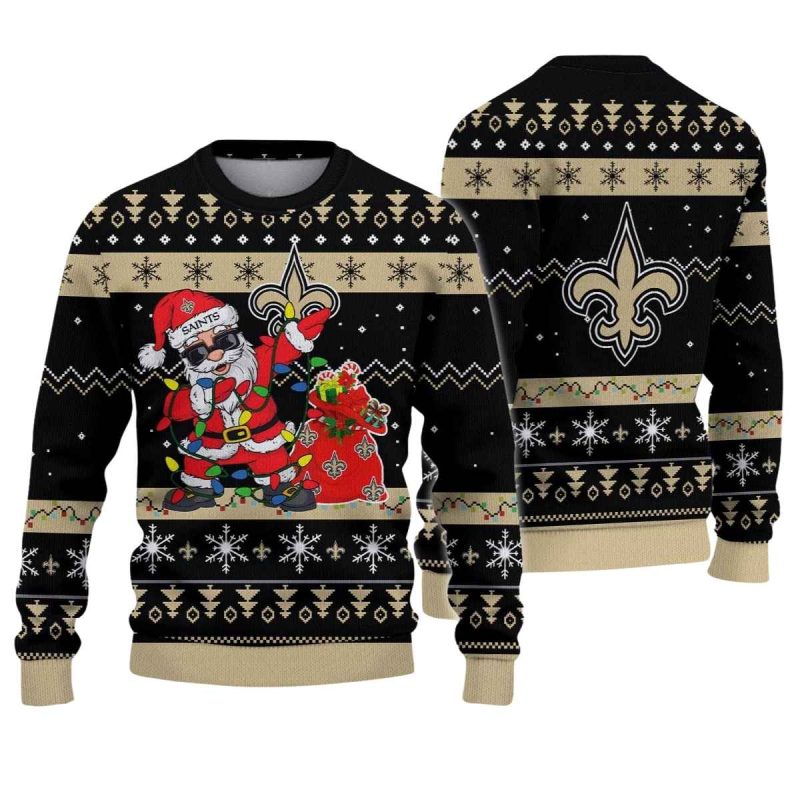 New Orleans Saints Dabbing Santa Claus Ugly Sweater 1