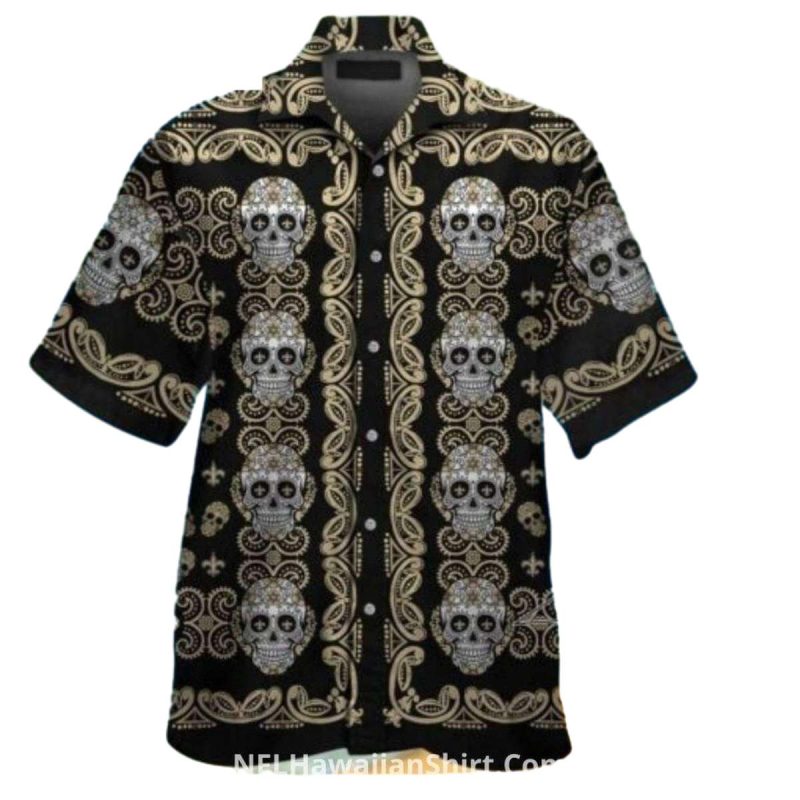 New Orleans Saints Day Of The Dead Skull Art Hawaiian Shirt 1