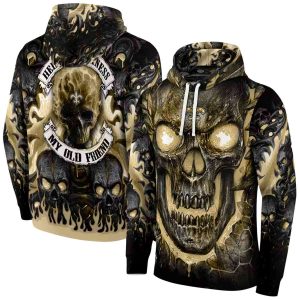 New Orleans Saints Demonic Skull Gold Black AOP Hoodie