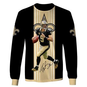 New Orleans Saints Drew Brees 9 Jersey With Signature AOP Sweatshirt