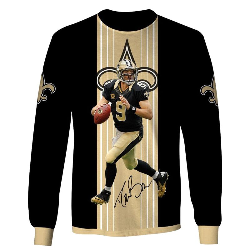 New Orleans Saints Drew Brees 9 Jersey With Signature Aop Sweatshirt 1