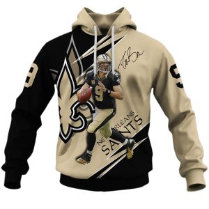 New Orleans Saints Drew Brees 9 Signature AOP Hoodie