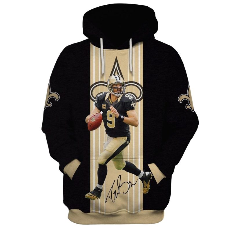 New Orleans Saints Drew Brees Jersey With Signature Aop Hoodie 1