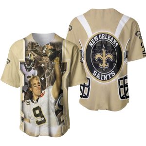 New Orleans Saints Drew Brees No 9 Baseball Jersey