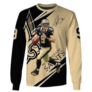 New Orleans Saints Drew Brees No 9 Signature AOP Sweatshirt