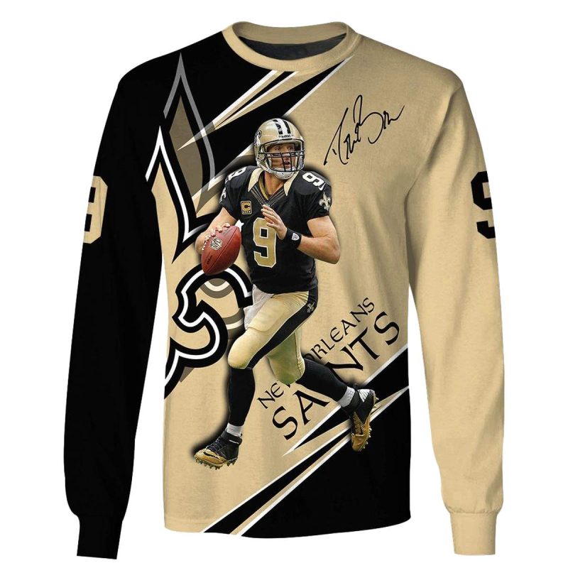 New Orleans Saints Drew Brees No 9 Signature Aop Sweatshirt 1