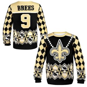 New Orleans Saints Drew Brees No 9 Ugly Sweater