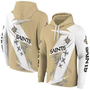 New Orleans Saints Dynamic Slash Gold White AOP Hoodie