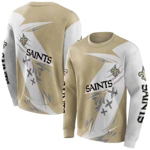 New Orleans Saints Dynamic Slash Gold White AOP Sweatshirt