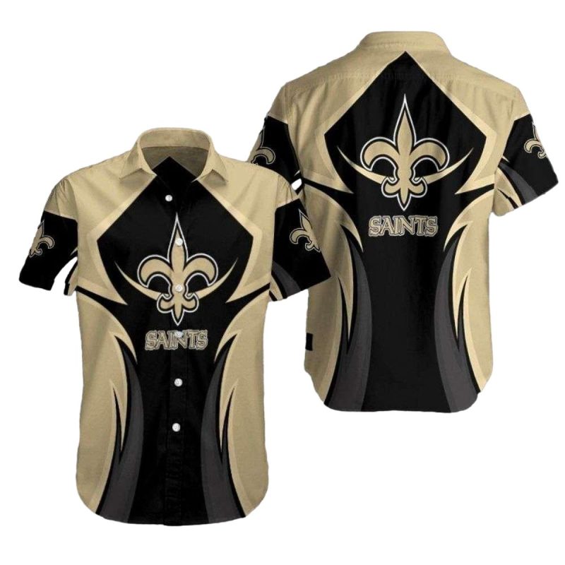 New Orleans Saints Elegant Gold Black Hawaiian Shirt 1
