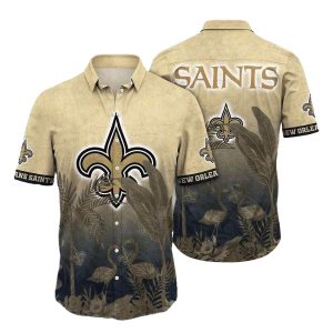 New Orleans Saints Faded Jungle Hawaiian Shirt