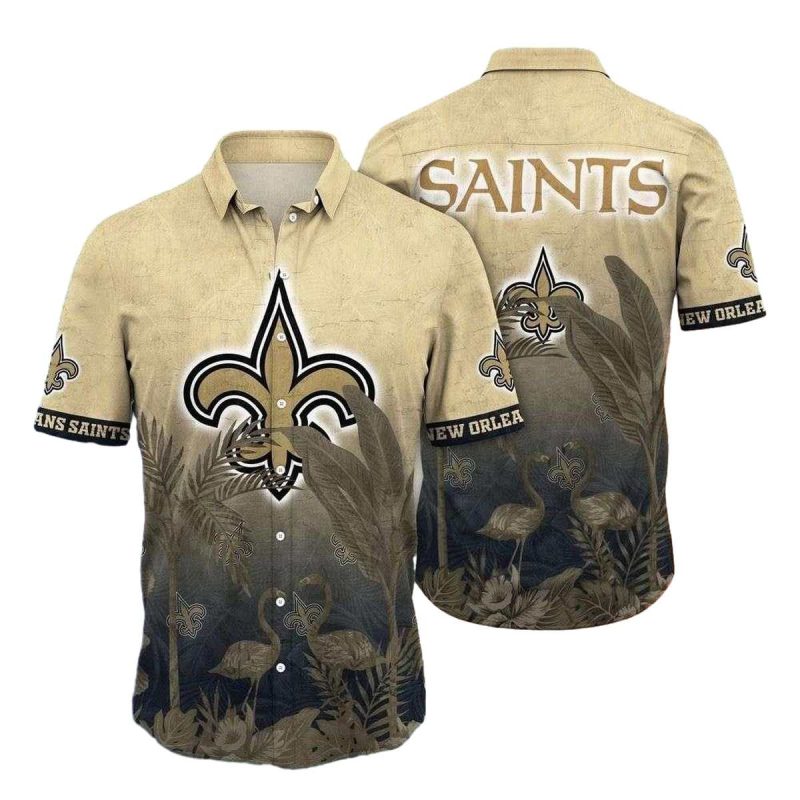 New Orleans Saints Faded Jungle Hawaiian Shirt 1