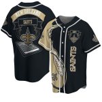 New Orleans Saints Flame Ball Black Baseball Jersey