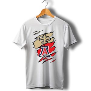 New Orleans Saints Fleur De Lis Arizona Wildcats Team Logo Mashup T Shirt