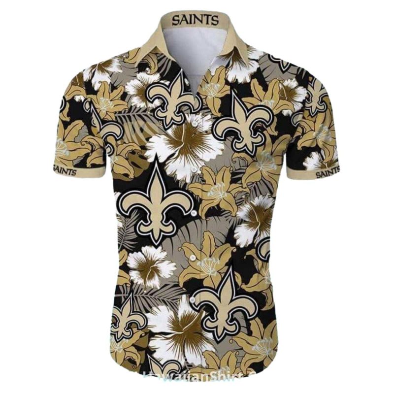 New Orleans Saints Fleur De Lis Floral Hawaiian Shirt 1