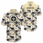New Orleans Saints Floral Classic Black And Gold Hawaiian Shirt